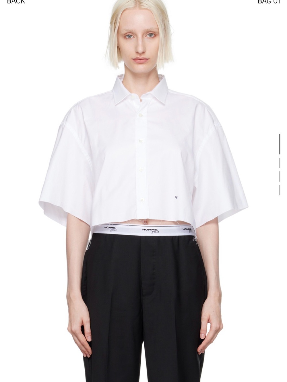 HOMMEGIRLS white oversized cut cropped shirt